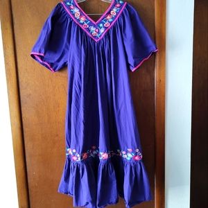 Purple vintage embroidered floral dress